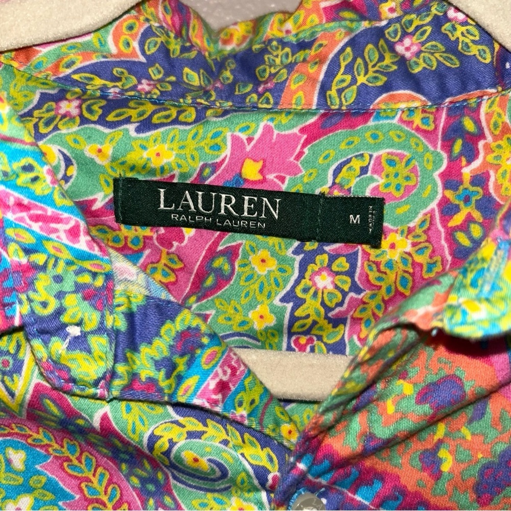 LRL EMBROIDERED Multicolor Paisley Pajama Set - Green, Purple & Yellow - Picture 3 of 4